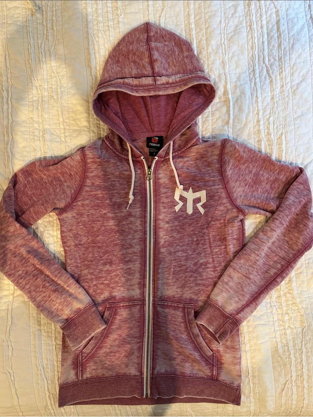 Ragnar women’s  Heathered Mauve Zip Hoodie - White Logo